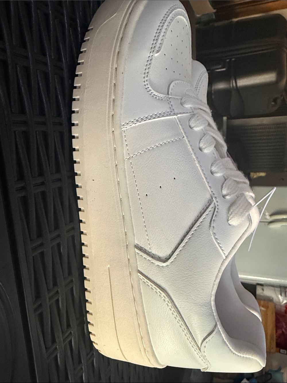 wild fable White Low-Top Lace-Up Sneakers with Perforated Toe